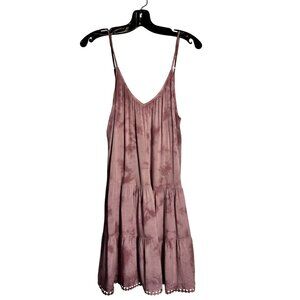 Raviya Tie-Dye Mauve Tiered Mini Dress With Adjustable Straps